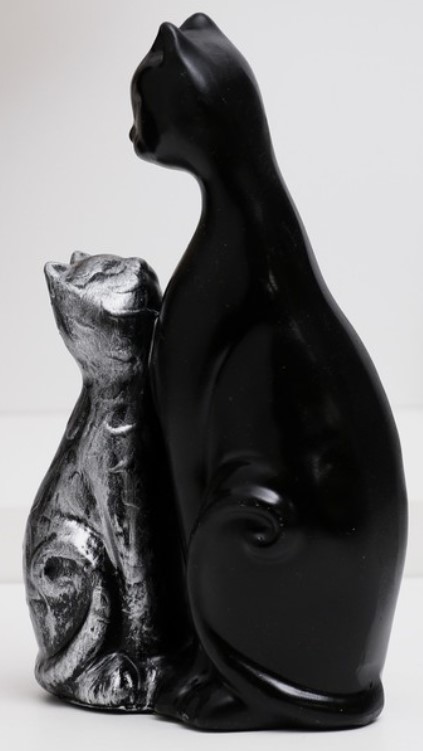 Фигура полистоун «Кошка с котенком», 16*26 см, черная с серебром Фигура полистоун «Кошка с котенком», 16*26 см, черная с серебром