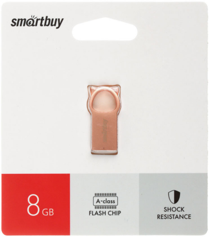 Флеш-накопитель SmartBuy Metal Kitty 8 Gb, корпус «розовый металлик»