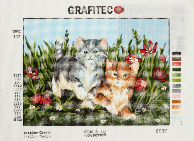 Набор для вышивания «Основа с рисунком» Grafitec 40×30 см, «Веселые котята»