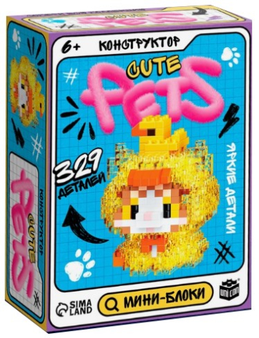 Игра-конструктор Unicon «Cute pets. Котик с уточкой», 329 деталей