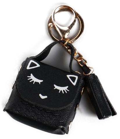 Брелок для ключей из искусственной кожи Sima-Land 5×2,5×6 см, «Сумочка. Котик», цвет чёрный
