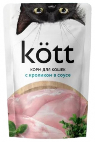 Корм влажный Kott (для взрослых кошек), 75 г, кролик в соусе