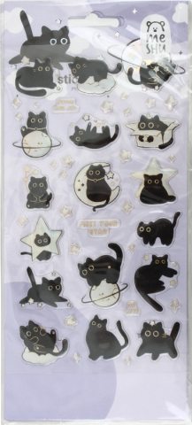 Наклейки гелевые Meshu 10×23 см, 43 шт., Moon Cat