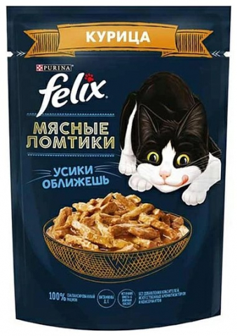 Корм влажный Purina Felix «Мясные ломтики» 75 г, курица