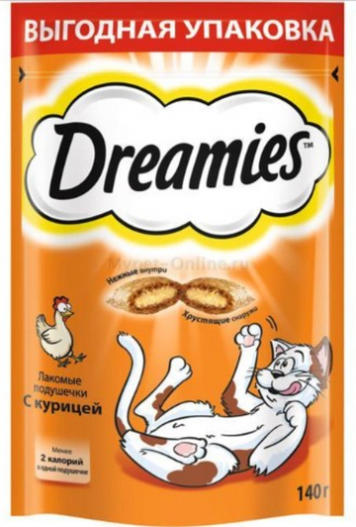 Лакомство для кошек Dreamies (для взрослых кошек) 140 г, «Курица»