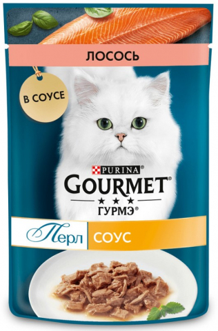 Корм влажный Gourmet (для взрослых кошек) 75 г, лосось в соусе