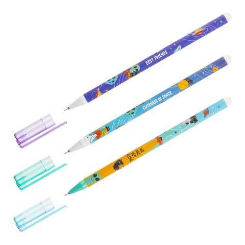 Ручка гелевая Meshu «Пиши-стирай» Alien Cats, корпус ассорти, стержень синий