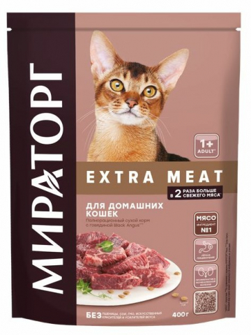 Корм сухой «Мираторг» Extra Meat Black Angus (для домашних кошек старше 1 года) 400 г, говядина