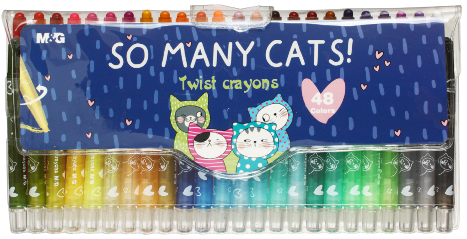 Мелки восковые M&G So Many Cats 48 цветов, 48 шт., выдвижной механизм