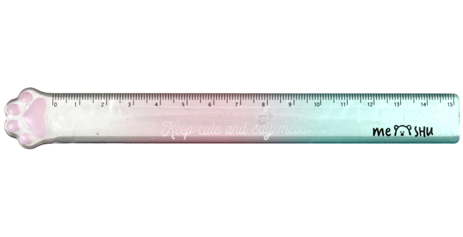 Линейка пластиковая Meshu 15 см, Paw, градиент