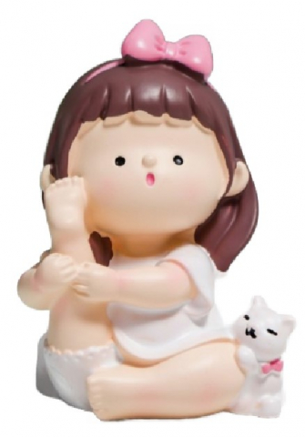 Сувенир полистоун «Малышка с белым котиком - йога», 5,5*4,5 см