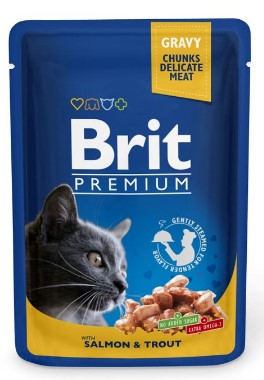 Корм влажный Brit Premium (для взрослых кошек), 85 г, «Лосось и форель»