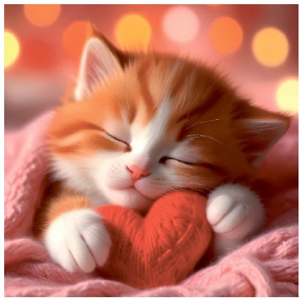 Мини-открытка в букеты «Стильная открытка» 70×70 мм, «Котик с сердцем»