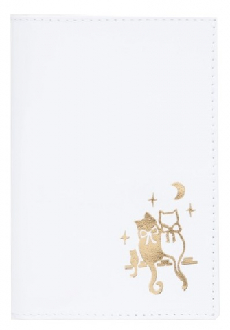 Обложка для паспорта из натуральной кожи «Коты», 9,5*0,5*13,8 см, белая