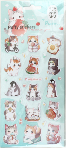 Наклейки объемные Meshu 10×23 см, 29 шт., I Meow You
