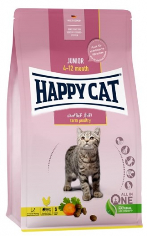 Корм сухой Happy Cat Minkas Kitten Care (для котят), 1,3 кг, домашняя птица (36/18,5), для котят с 4 до 12 месяцев Корм сухой Happy Cat Minkas Kitten Care (для котят), 1,3 кг, домашняя птица (36/18,5), для котят с 4 до 12 месяцев