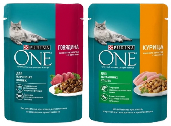 Корм влажный Purina One (для кошек) 75 г, ассорти