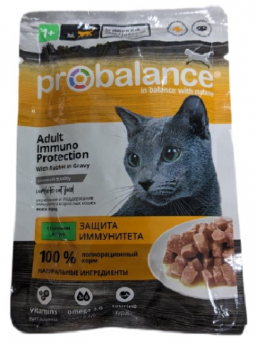 Корм влажный ProBalance Immuno Protection (для взрослых кошек), 85 г, кролик в соусе