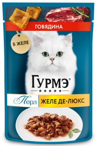 Корм влажный Gourmet (для взрослых кошек) 75 г, говядина в желе