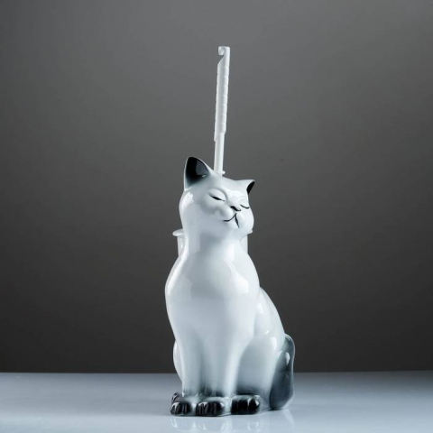 Подставка под ёрш фарфоровая «Кошка» 37×22×18 см, с ёршиком