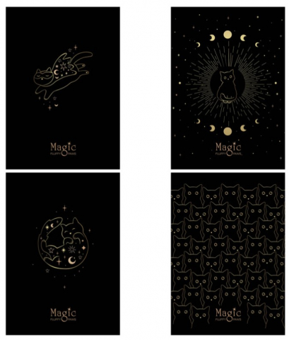 Тетрадь школьная А5, 40 л. на скобе Black Cat, 150*210 мм, клетка, ассорти