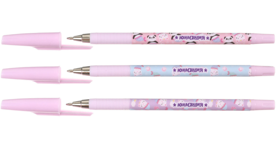Ручка шариковая «Юнландия» Soft Touch Print Purrmaid, корпус ассорти, стержень синий