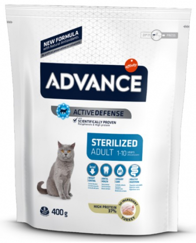 Корм сухой Advance Sterilized (для стерилизованных кошек), 400 г, индейка