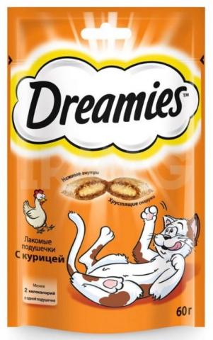 Лакомство для кошек Dreamies (для взрослых кошек) 60 г, «Курица»