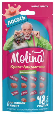 Лакомство для кошек Molina 48 г, с лососем