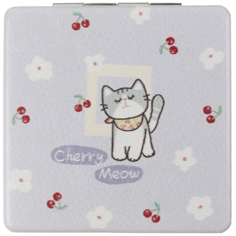 Зеркало карманное складное Meshu 60×60 мм, Cherry Meow