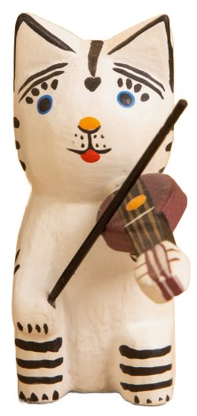 Сувенир деревянный Sima-Land 3,5×9×9 см, «Кот-скрипач», белый