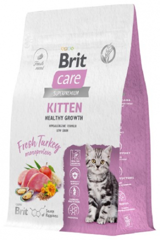 Корм сухой Brit Care Superpremium Kitten Healthy Growth (для котят, беременных и кормящих кошек), 400 г, индейка