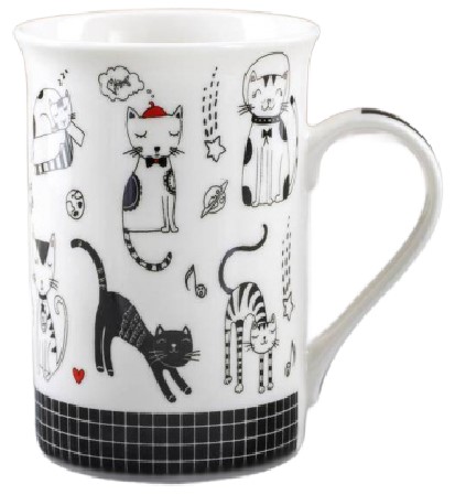 Кружка фарфоровая «Кошачьи будни», 300 мл, 10,6*7,6*11 см