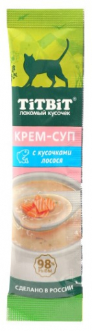 Крем-суп TitBit «Лакомый кусочек» (для кошек) 10 г, с кусочками лосося