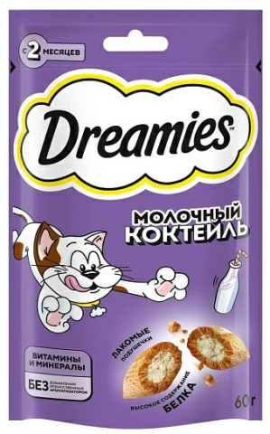 Лакомство Dreamies (для взрослых кошек) 60 г, с добавлением молока