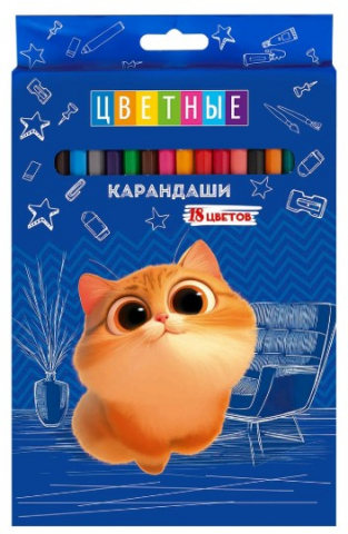 Карандаши цветные «Котенок Мяу», 18 цветов