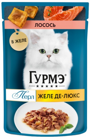 Корм влажный Gourmet (для взрослых кошек), 75 г, лосось в желе