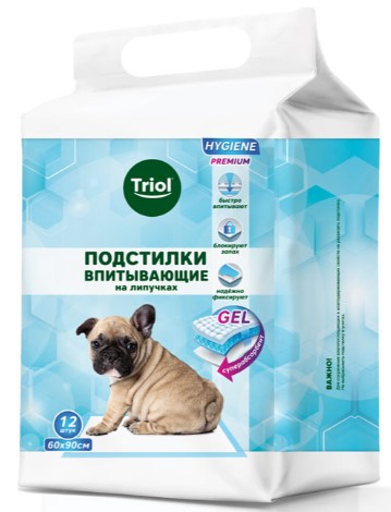 Подстилка впитывающая с угольным фильтром на липучках Triol, 60*90 см