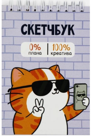 Скетчбук на гребне Sima-Land (А6), 100*150 мм, 80 л., «Котик»