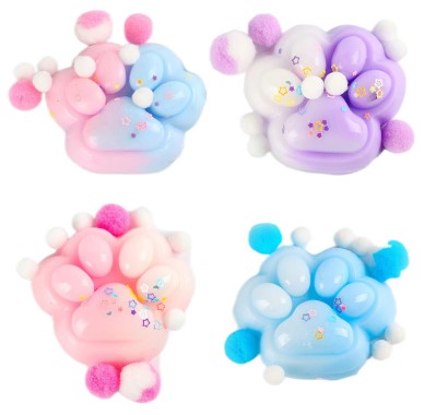 Игрушка-антистресс Jolly Jot 7×6 см, «Цветная кошачья лапка с помпонами», ассорти Игрушка-антистресс Jolly Jot 7×6 см, «Цветная кошачья лапка с помпонами», ассорти