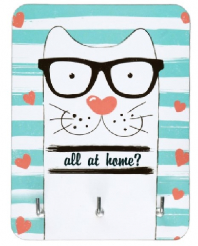 Ключница деревянная «Кот в очках. All At Home», 13,5*10,5*2 см