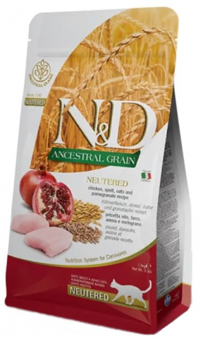 Корм сухой N&D Low Grain Cal Neutered (для стерилизованных кошек), 300 г, курица/гранат