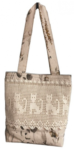 Сумка с вязаной вставкой (Аксютина Л.А.), 34*35 см, бежевая Сумка с вязаной вставкой (Аксютина Л.А.), 34*35 см, бежевая