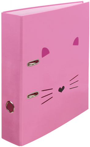 Папка-регистратор с односторонним ламинированным покрытием №1School, корешок 75 мм, Kitty, розовый