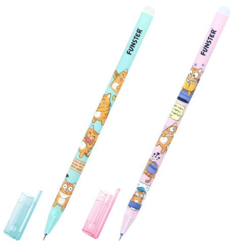 Ручка гелевая Funster «Пиши-стирай» «Кот-энтузиаст», корпус ассорти, стержень синий Ручка гелевая Funster «Пиши-стирай» «Кот-энтузиаст», корпус ассорти, стержень синий