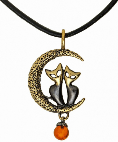 Брелок «СувенирАрт», «Коты на Луне» (коньячный)