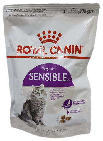 Корм сухой Royal Canin Sensible 33 (для взрослых кошек с чувствительной пищеварительной системой) 200 г