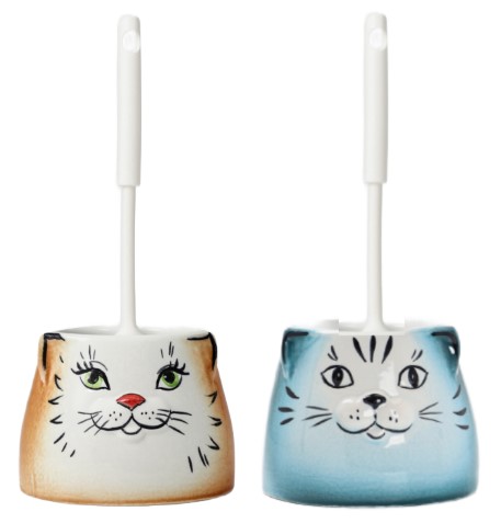 Подставка под ёрш фарфоровая «Кошка» 34×17×17 см, с ёршиком, ассорти