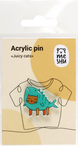 Значок акриловый Meshu, 3,2*2,7 см, Juicy Cats