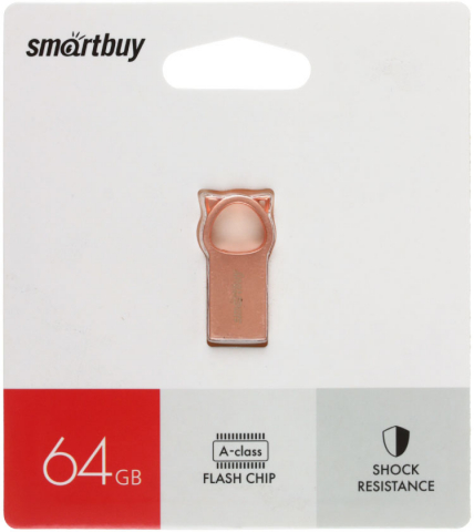 Флеш-накопитель SmartBuy Metal Kitty 64 Gb, корпус «розовый металлик»